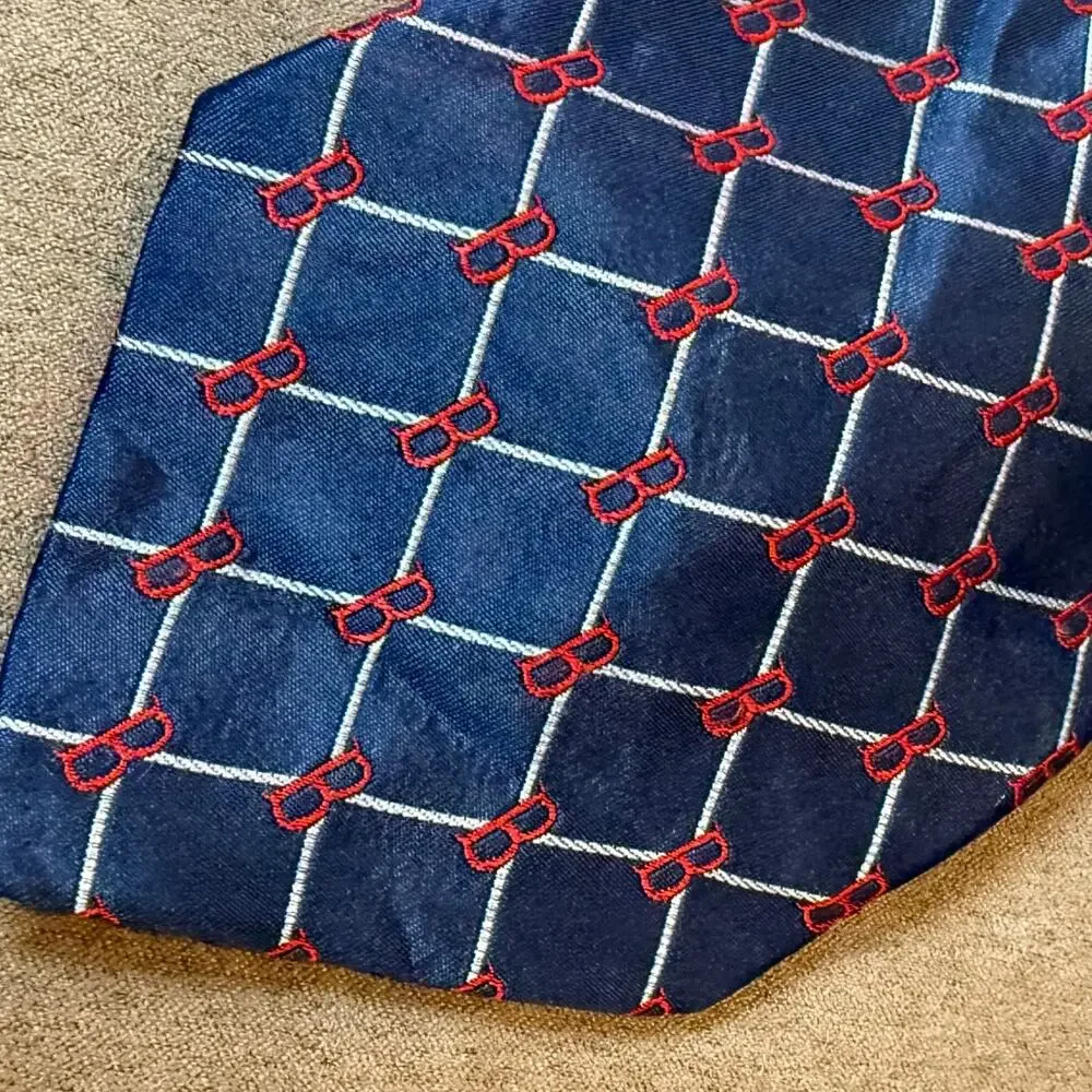 Boston Red Sox Logo MLB Baseball Theme Silk Neck Tie Blue Red Eagles Wings